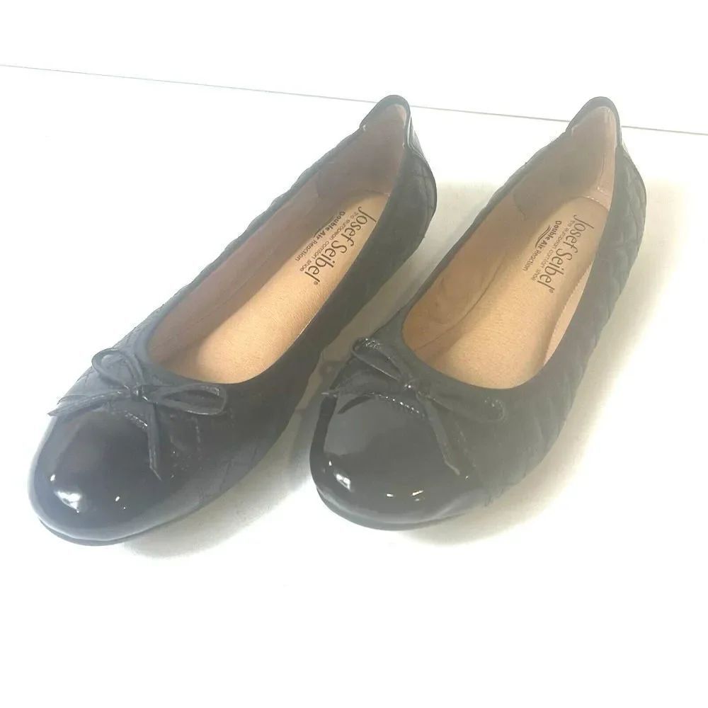 Josef Seibel Women EU 37 US 6.5 Comfort Casual Black Leather Slip On Ballet Flat